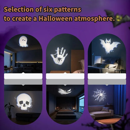 Proyector de Halloween Luz USB Lámpara Proyector LED con Patrones Intercambiables de Fantasma y Calavera Decoración de Techo y Pared Otoño 2025