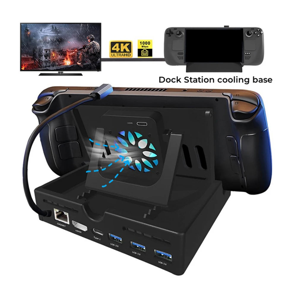 Cubierta trasera transparente para refrigeración de Steam Deck con soporte de soporte