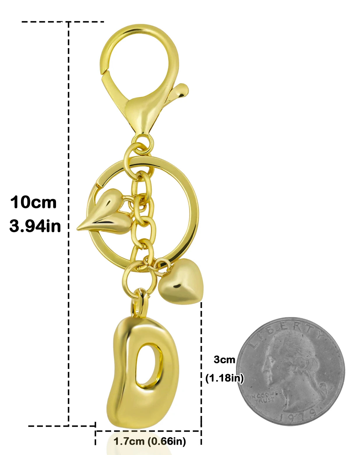 Personlig nøglering guld boblebogstav taskevedhæng gave