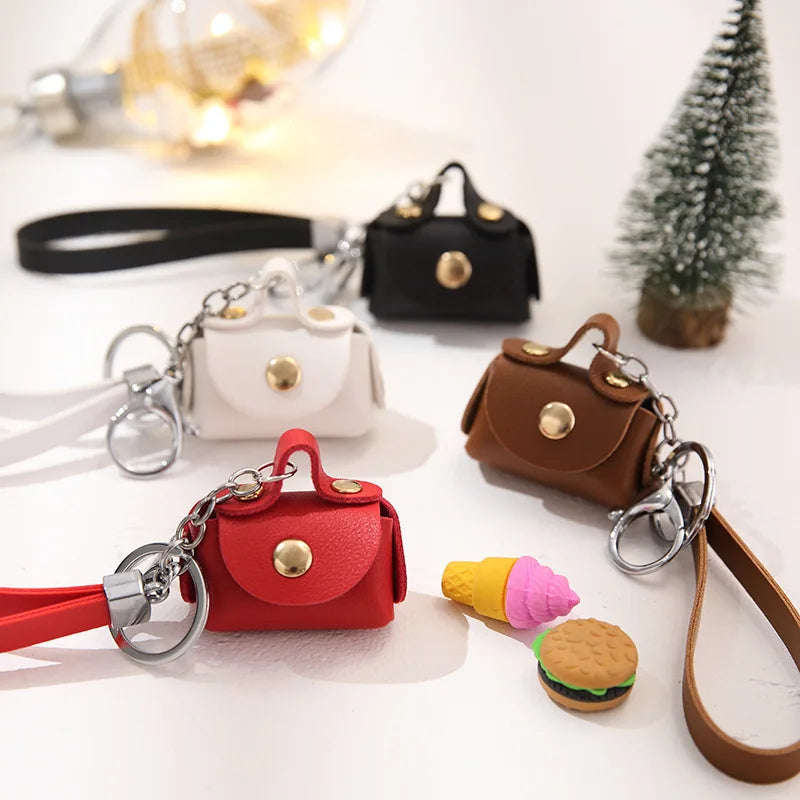 1+1 Free Birkin Inspired Mini Hand Bag - Cute Leather Bag Charm Keychain & Earphone Case