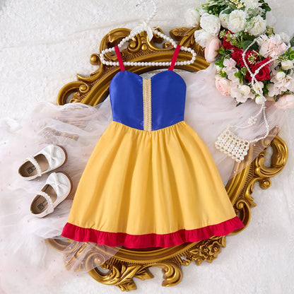 Breathable girls' dress - lace-up sling, sleeveless, flowy, polyester, for summer