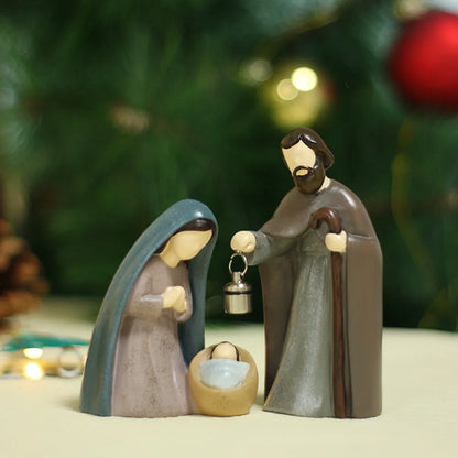Nativity Scene Lanterns Resin Holy Family Figurines Luminous Christmas 2025 Prayerful Display