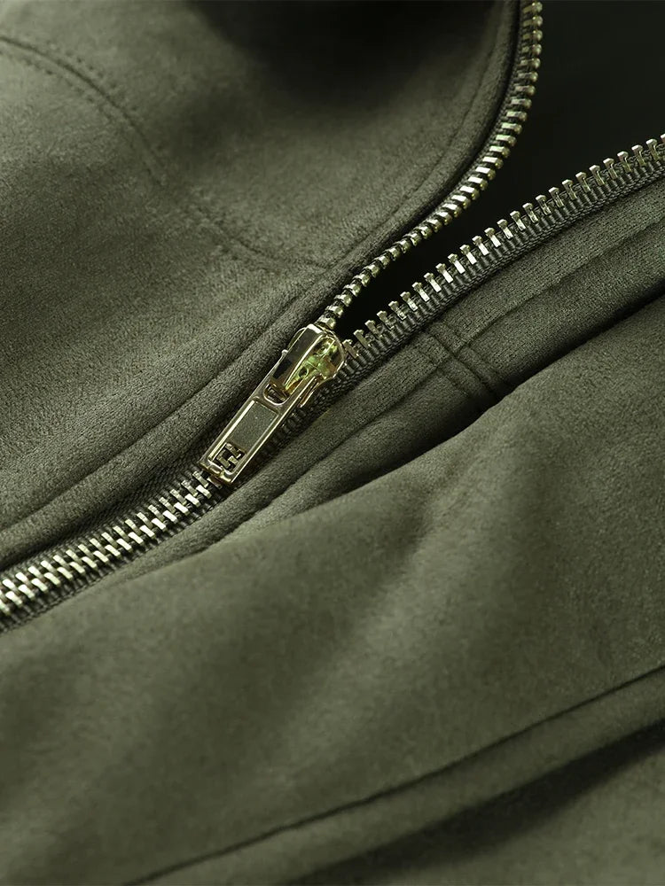 Oversized Women’s Bomber Jacket - Boxy, Velvet, Autumn