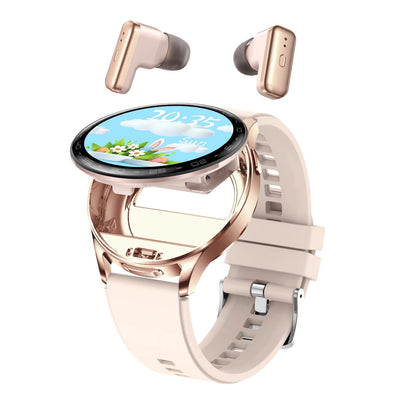 Smartwatch med TWS-øretelefoner, 1,39-tommer touchskærm, pulsmåler, multisport-tilstand, 300mAh batteri efterår 2026