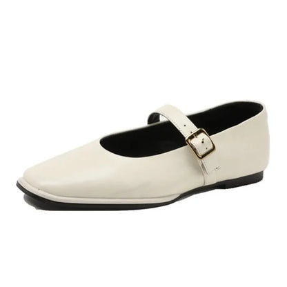Supportive Women Mary Jane Flats - Square Toe, Leather