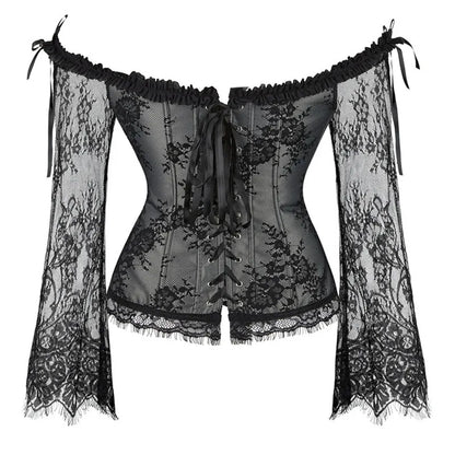 Corsetto da donna di supporto - scollo a barca, pizzo satinato