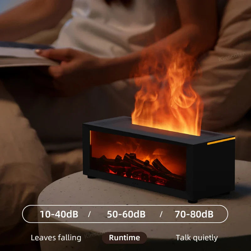 Ätherischer Öl-Diffusor Kaminflammen-Luftbefeuchter Buntes LED Aroma Nebel Fernbedienung Timer USB Gemütlicher Herbst 2025 Geschenk