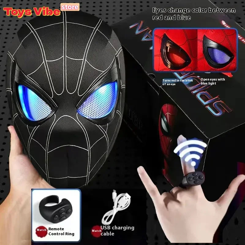 Remote-Controlled Spider-Man LED Cosplay Headgear with Glowing Red and Black Design 2026