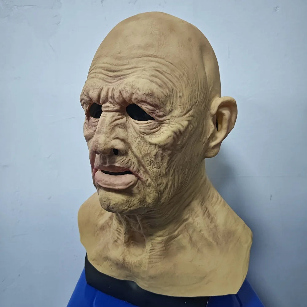 Realistisch latex cosplaymasker voor een kale oude man met rimpels en volledige hoofdbedekking, attribuut voor Halloweenmaskeradefeest 2026