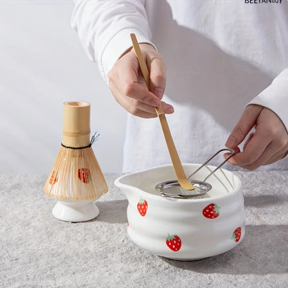 Matcha skålsæt keramik jordbær piskeris chasen sæt