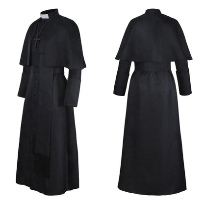 Middeleeuws katholiek priesterkostuum, pauselijke geestelijke, kazuifel-cosplaykostuum voor mannen, Halloween 2026