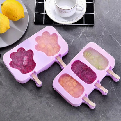 Juego de moldes de silicona para helados con tapas, moldeador de paletas con formas divertidas para golosinas caseras, fácil de desmoldar y apto para lavavajillas