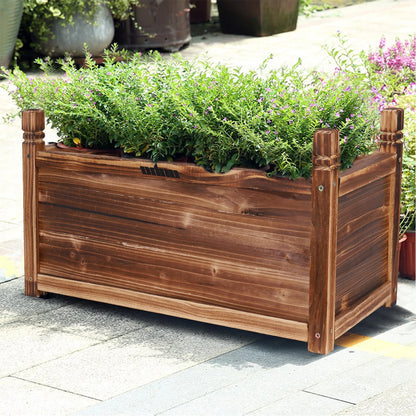 Large Outdoor Wooden Planter Box - Solid Pine Raised Garden Bed for Flowers and Vegetables - Easy Assembly, Dark Brown Finish