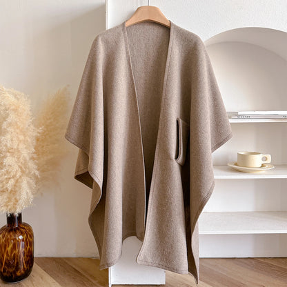 Warm Womens Poncho - Draped Cape Knot, Cashmere Pashmina