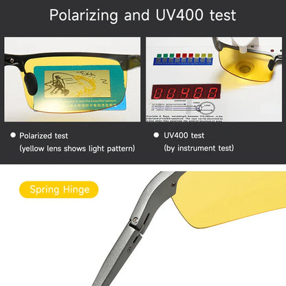 Night Vision Glasses Aluminum Alloy Frame Polarized Sunglasses Day Night Driving UV400 Yellow Lenses Fall 2025 Gift