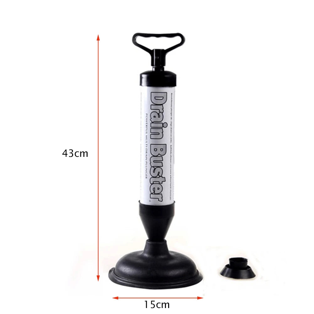 Toilet Plunger High Pressure Pump With Dual Suction Cups - Bathroom Drain Opener, Pipeline Dredge Tool
