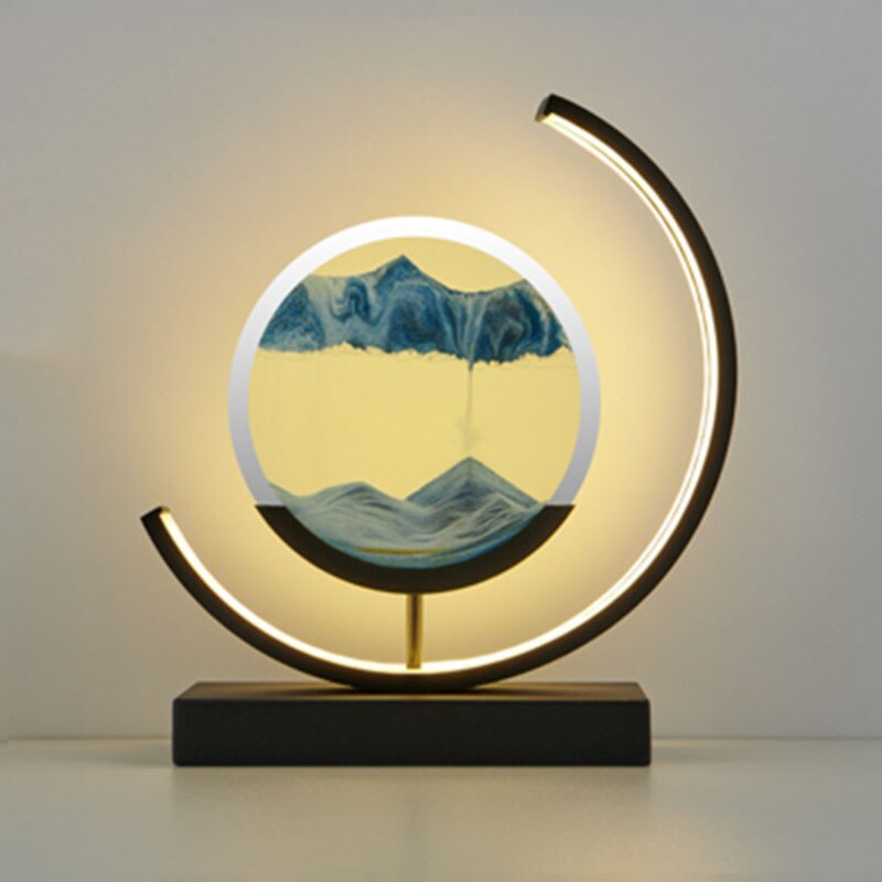 3D Rotating Hourglass LED Lamp - Unique Sand Art Table Light for Home Decor, Relaxing Ambiance, Perfect Gift Idea