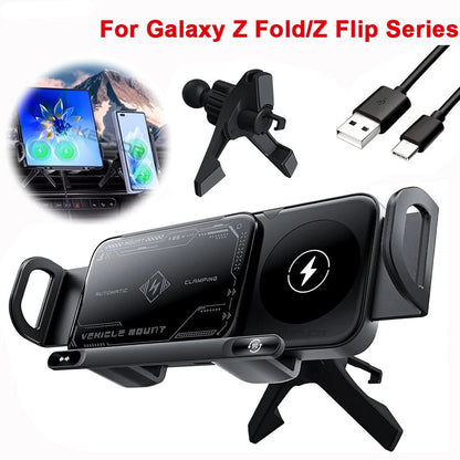 Wireless Car Charger Dual Coil Fold Screen Mount Fast Charge For Foldable Phones Air Vent Car Holder Fall 2026