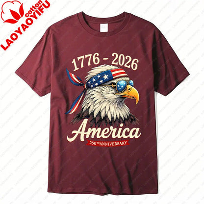 Soft Unisex Bald Eagle Graphic Tee - Short-Sleeve, Durable Cotton, For 250th Anniversary Independence Day Celebration