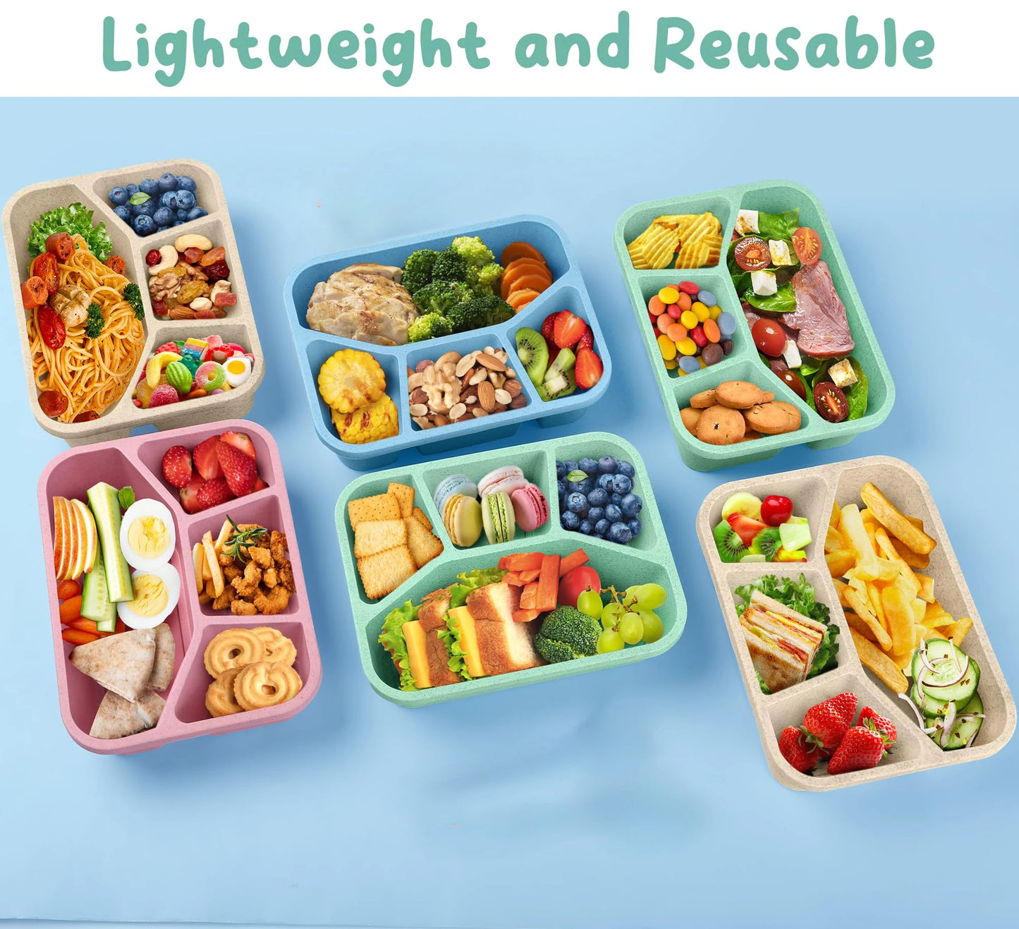 Durable 4-Compartment Bento Lunch Box for Kids - BPA-Free Reusable Meal Prep Container