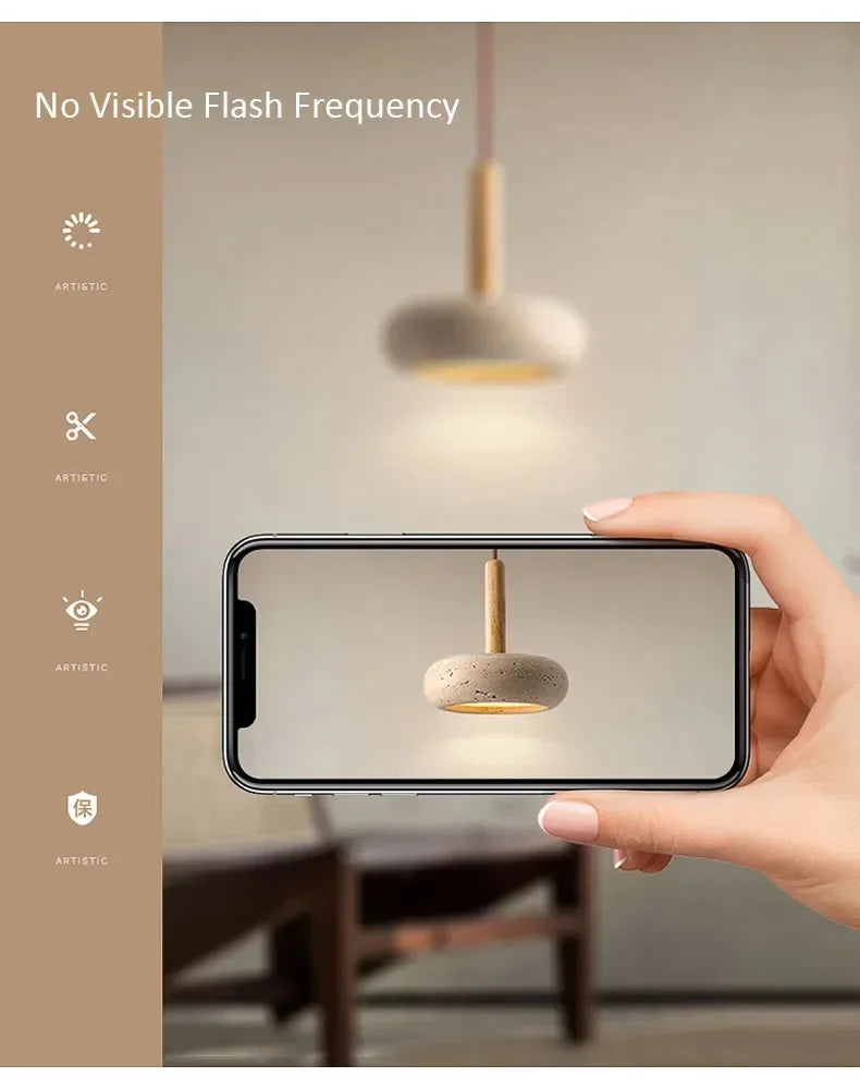 Japandi LED Pendant Lamp Yellow Stone Wabi Sabi Ambient Design