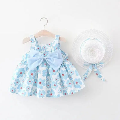 Weiches Baby-Mädchenkleid – floraler A-Linien-Schnitt, fließende Baumwoll-Polyester-Mischung, für Sommer-Strandparty