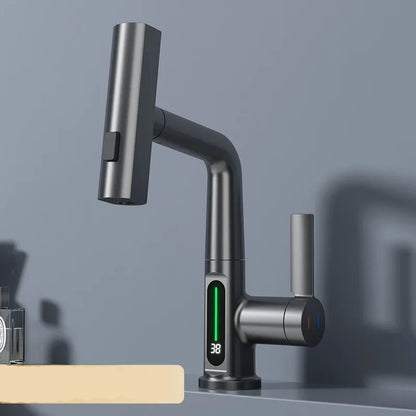 LED Intelligent Temperature Display Kitchen Faucet Tap - Hot and Cold Water Sink Faucet