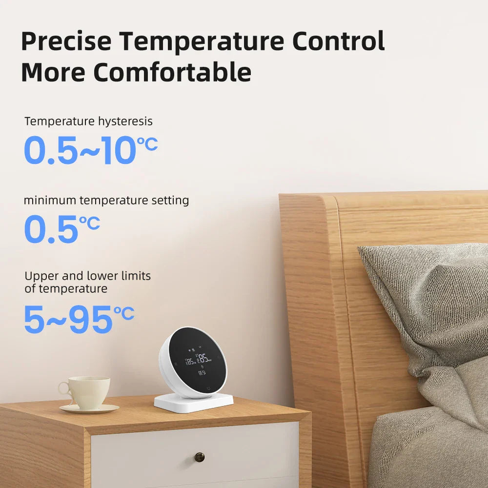 Slimme thermostaat WiFi temperatuurregelaar voor water- en gasketels Twee-delige spraakassistent compatibel Herfst 2025