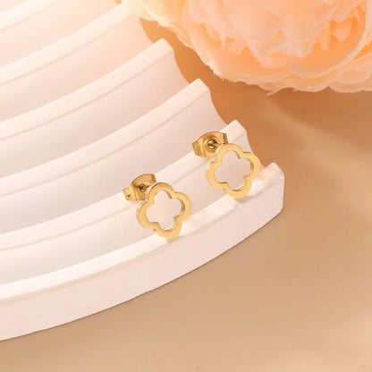 Set de pulseras de acero inoxidable con flor de trébol, regalo dorado