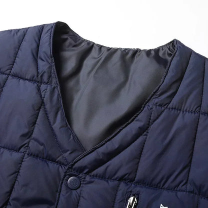 Lightweight Men's Down Vest - V Neck, Polyester, Winter