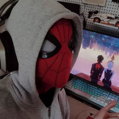 Remote-Controlled Spider-Man LED Cosplay Headgear with Glowing Red and Black Design 2026