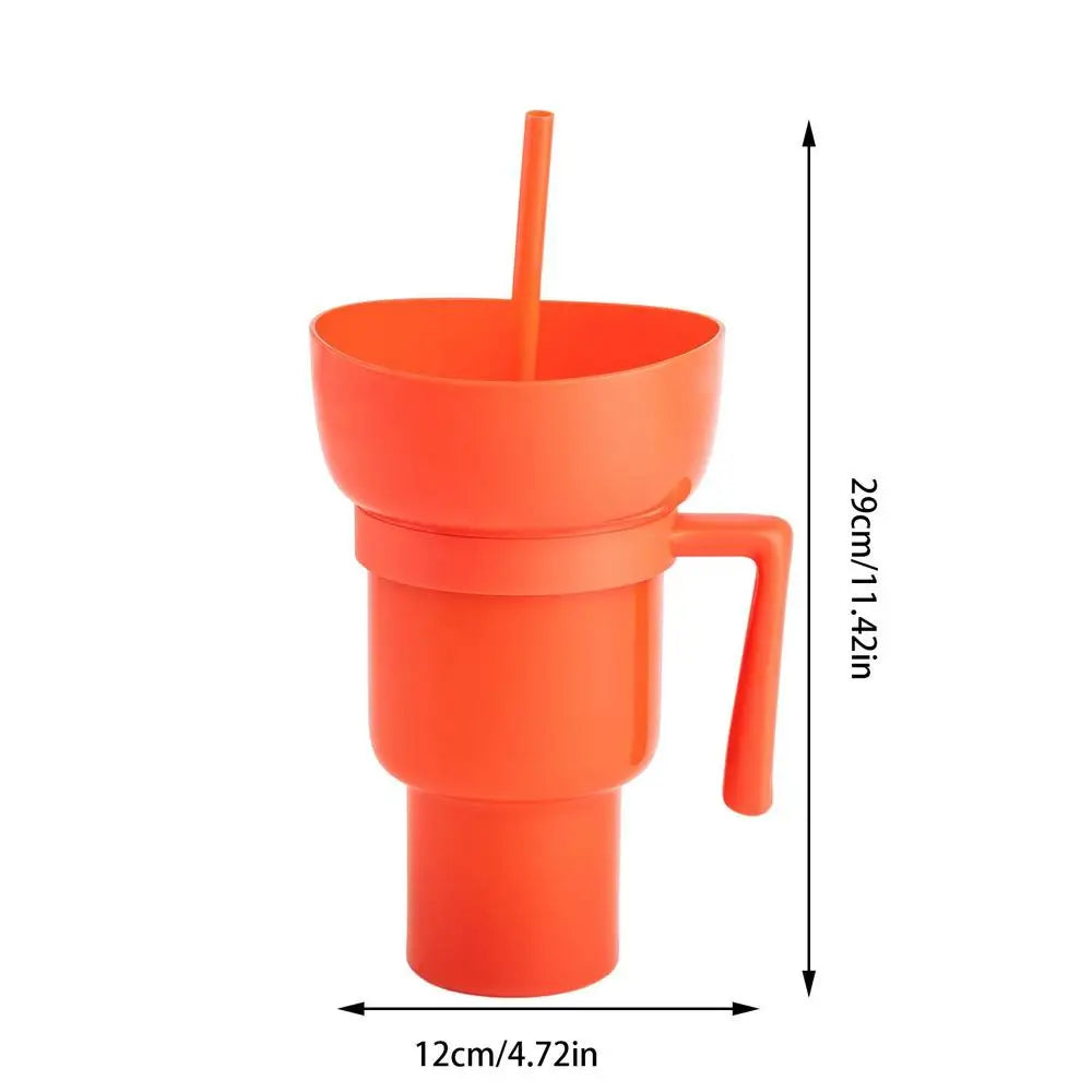Vaso para bocadillos 2 en 1 Tazón para bocadillos Vaso antisalpicaduras a prueba de fugas Vaso para palomitas Estadio Noche de película Otoño 2025