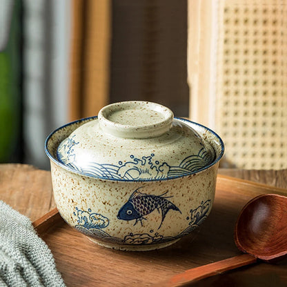 Omedelbar Ramen Skål Med Lock Porslin Stor Kapacitet