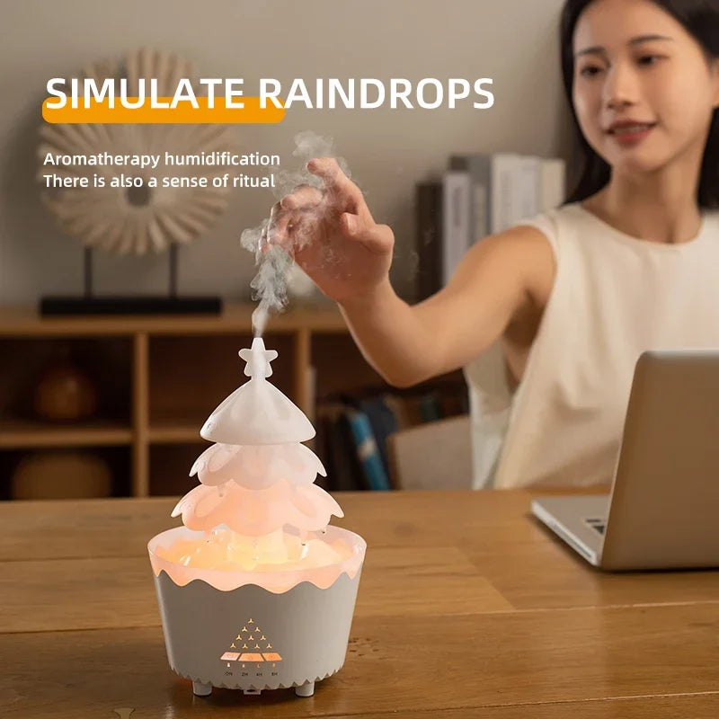 Remote Control Lucky Christmas Diffuser Tree Aromatherapy - Raindrop Humidifier for Home