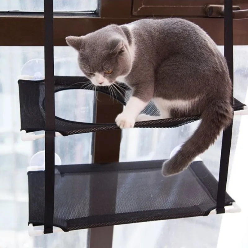 Amaca per Gatto Letto da Finestra Doppio Piano Montaggio a Ventosa Posto Soleggiato Sedile Accogliente per Pisolino Montato a Parete Autunno 2025