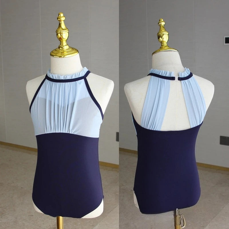 Set body leggero da balletto per ragazze - top con maniche a sbuffo, gonna tutu in tulle, poliestere, per lezione di danza
