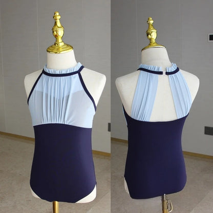 Set body leggero da balletto per ragazze - top con maniche a sbuffo, gonna tutu in tulle, poliestere, per lezione di danza