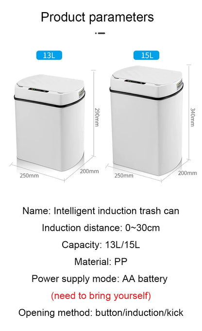 Smart Sensor Trash Can Rectangular Kitchen Bathroom