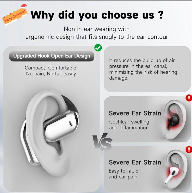 AI Translation Open Ear Earbuds With LCD Touch Screen
