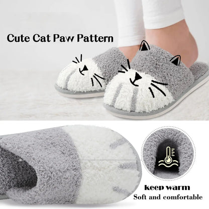 Weiche, gemütliche Damenhausschuhe – Katzenpfoten-Design, Memory-Schaum Einlegesohle, Hausschuhe für den Winter
