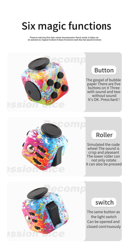 Fidget Cube Stress Relief Toy Sensory Dice For Focus