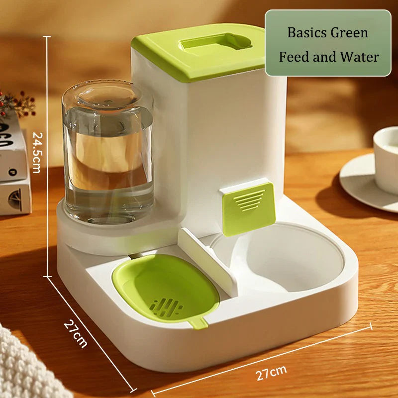 Alimentador automático para mascotas con dispensador de comida y agua por gravedad, sin baterías, manos libres, caída 2025, fácil de limpiar