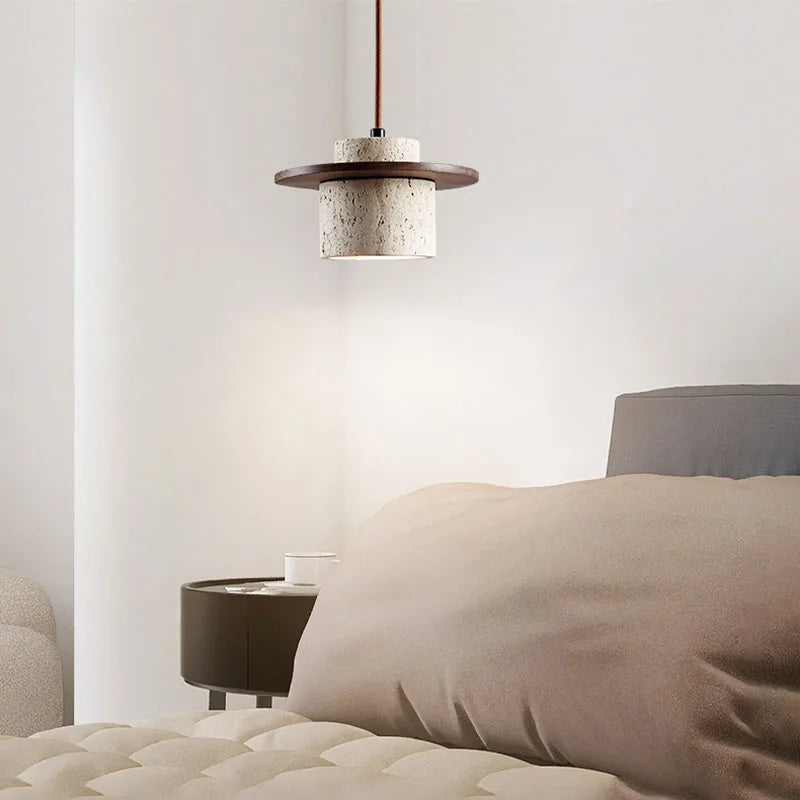 Japandi Wabi Sabi Stone Pendant Light Rustic Bedroom Cafe Lamp