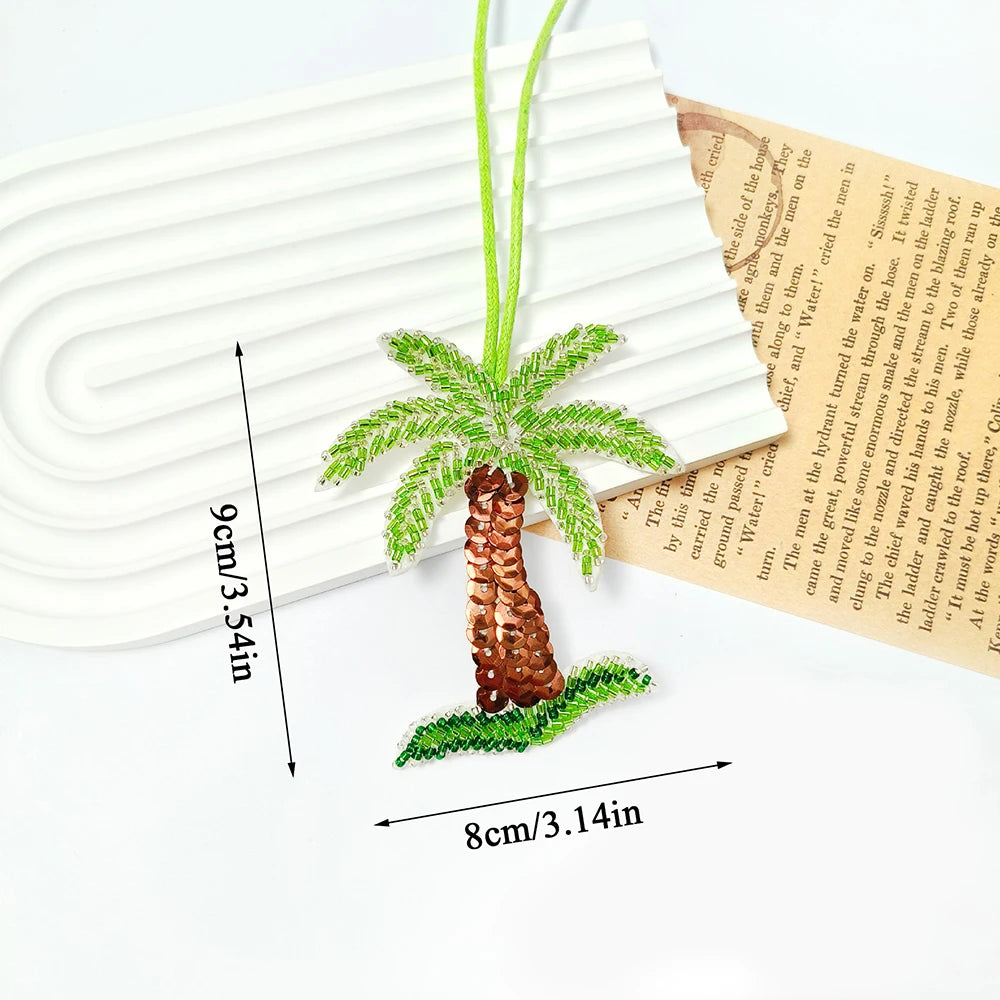 Kokospalme paljettmerke nøkkelring veskeanheng håndlaget