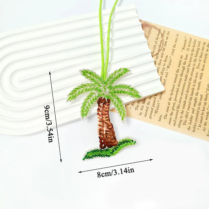 Kokospalme paljettmerke nøkkelring veskeanheng håndlaget