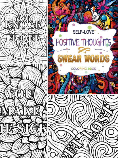 Coloring Book Upgraded Thick Paper Mindfulness Positive Thoughts And Swear Words Holiday Gift 2025 Stress Relief