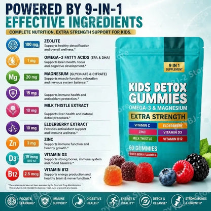 Zeolite Detox Gummies 60 Count – Multivitamin Omega-3 Magnesium Elderberry Immune Support Supplement 2026