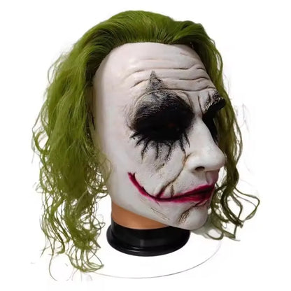 Dark Knight Joker Full-Face Latex Cosplay Mask with Green Hair for Adults Halloween 2026
