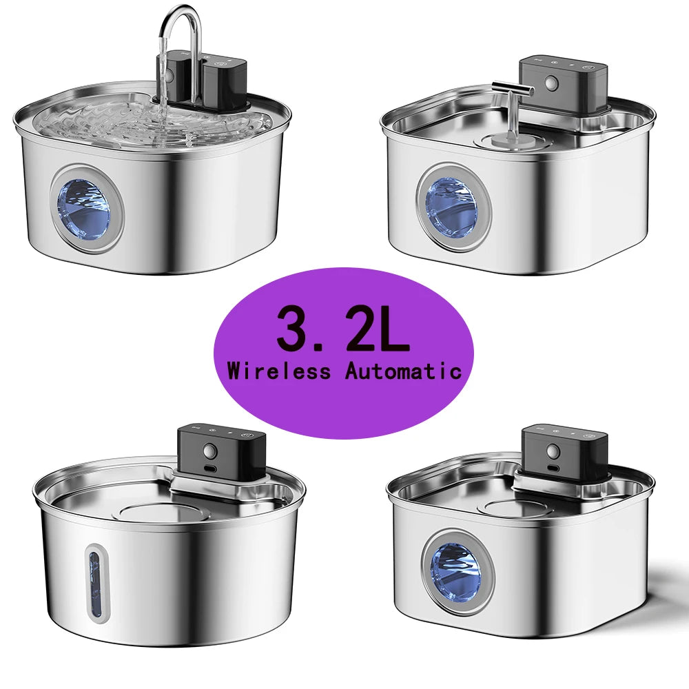 Cat Water Fountain Stainless Steel Wireless 3.2L Auto Dispenser Fall 2026 Keeps Pets Hydrated