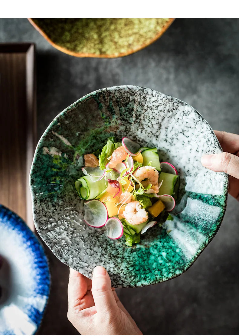 Ciotola per noodle in ceramica giapponese motivo loto ciotola per insalata